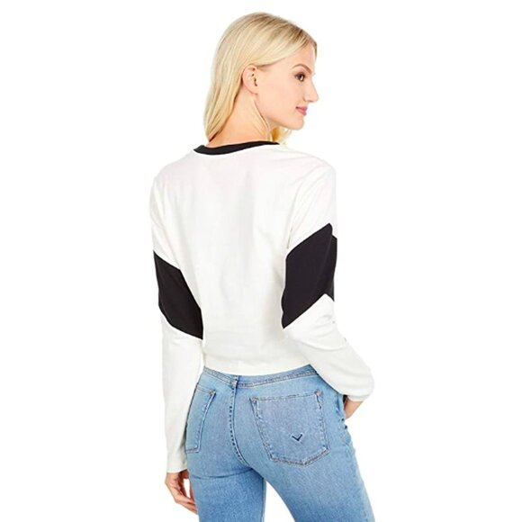 Vans Women Crop Long Sleeve  Rider Crew Black White Size L New With Tags - Picture 3 of 4